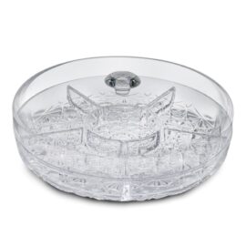 Al Hoora 26cm 5Section Clear Serving Dish W/ Specific Tray Design Use For Snack, Nuts, Small Sweets, Chocolates W/ Cover, Beautiful Knob & Color Box